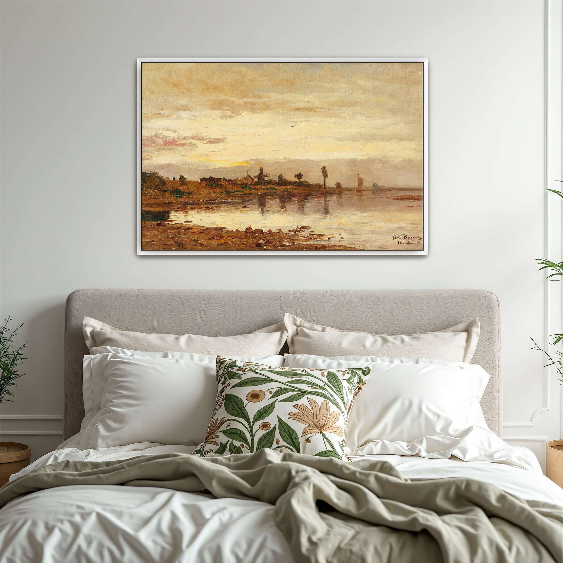 Sunset over a Dutch Canal with Windmill by Paul Baum