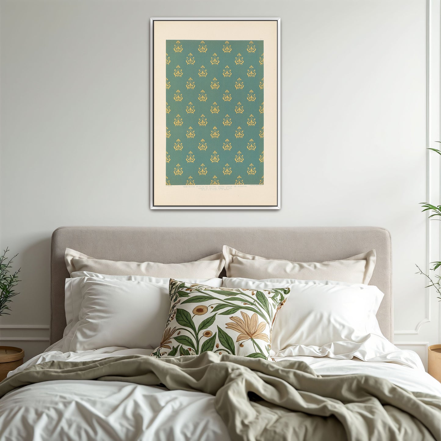 Repeating Pattern Of Fleur-De-Lis On Teal Background By Sydney Vacher