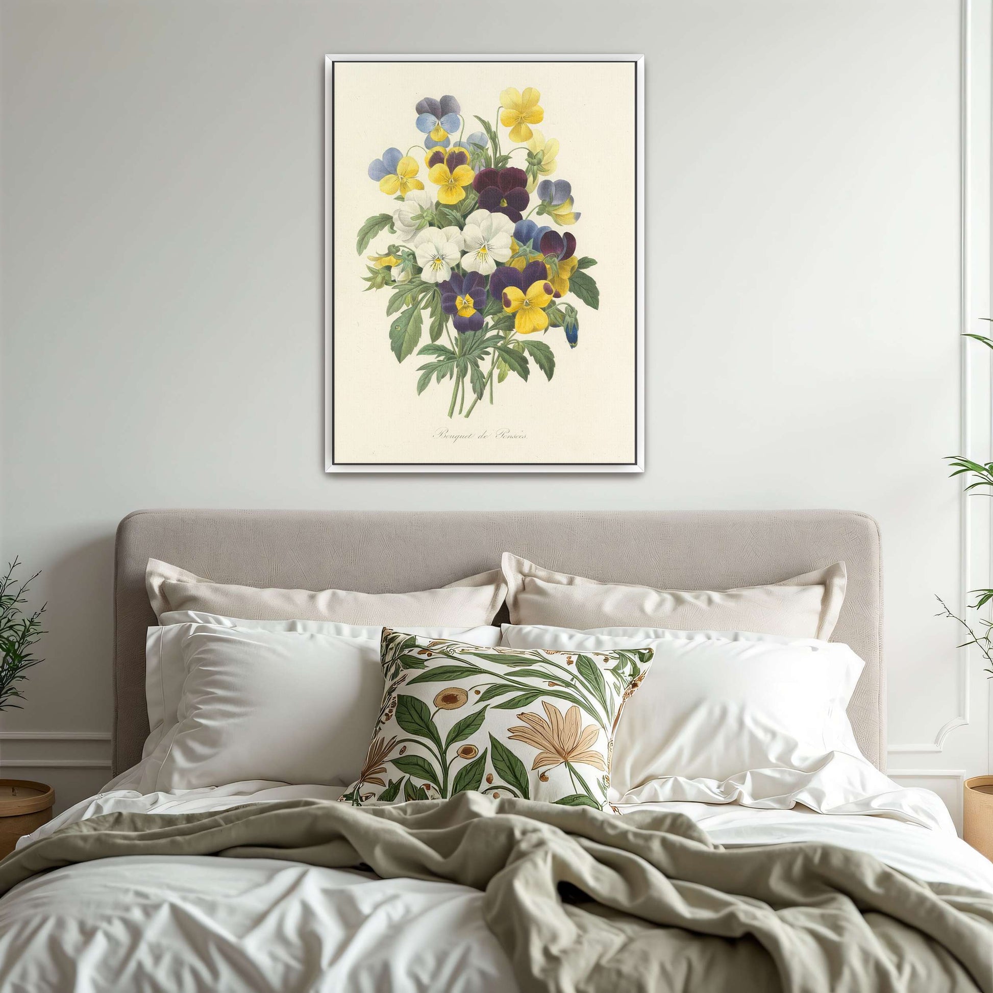 Pansies bouquet illustration by Pierre Joseph Redouté