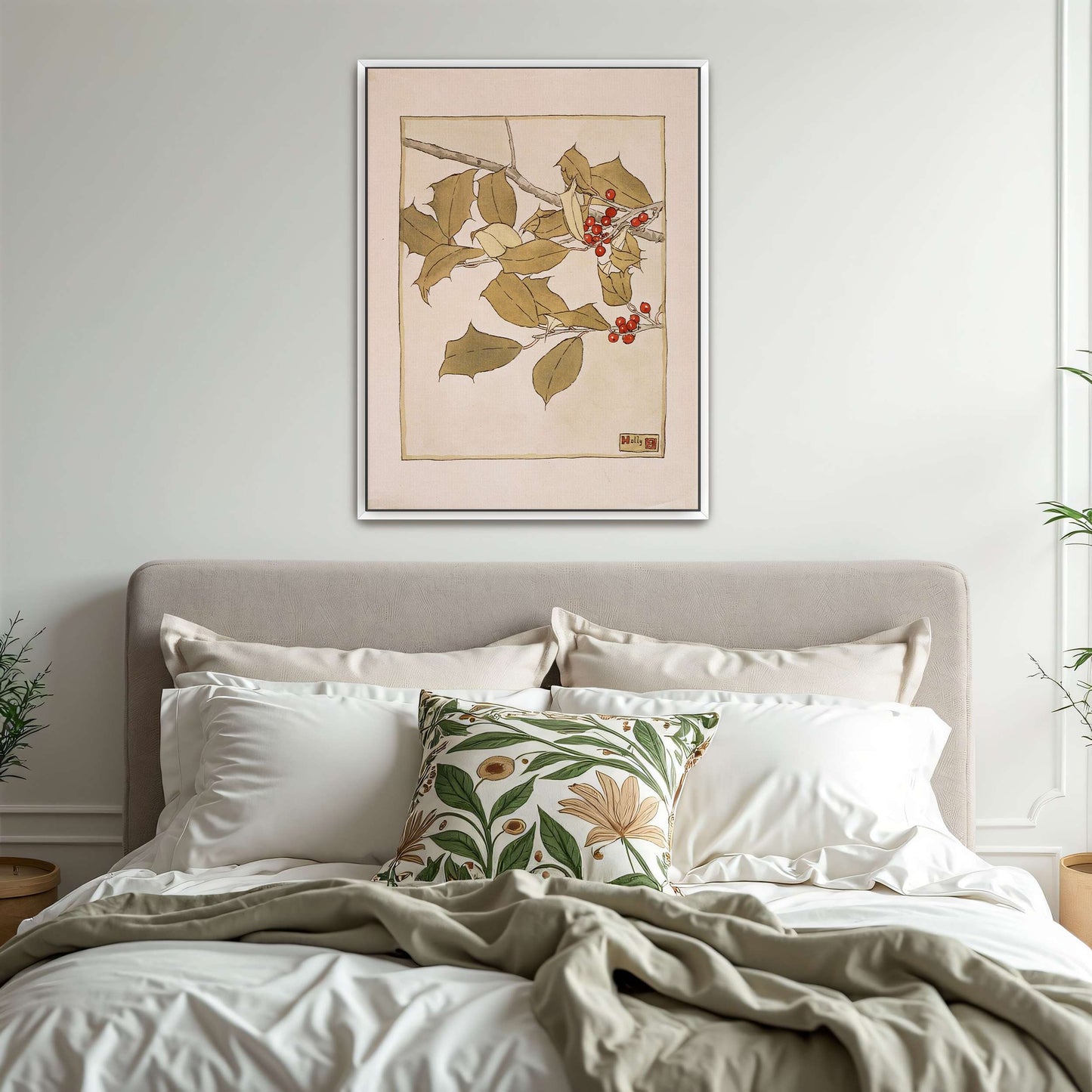 Holly branch with berries by Hannah Borger Overbeck