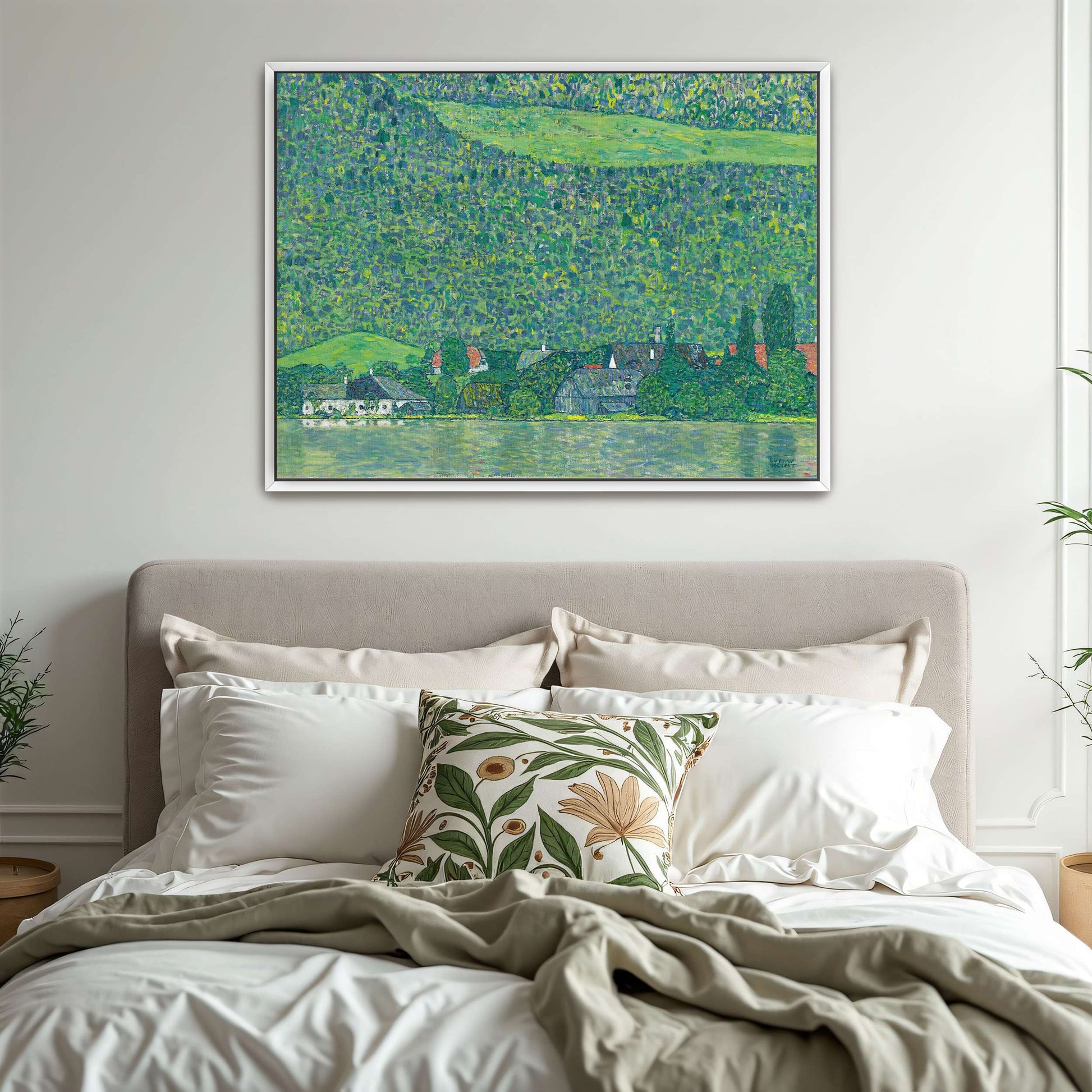 Village by a Lake with Green Hills by Gustav Klimt