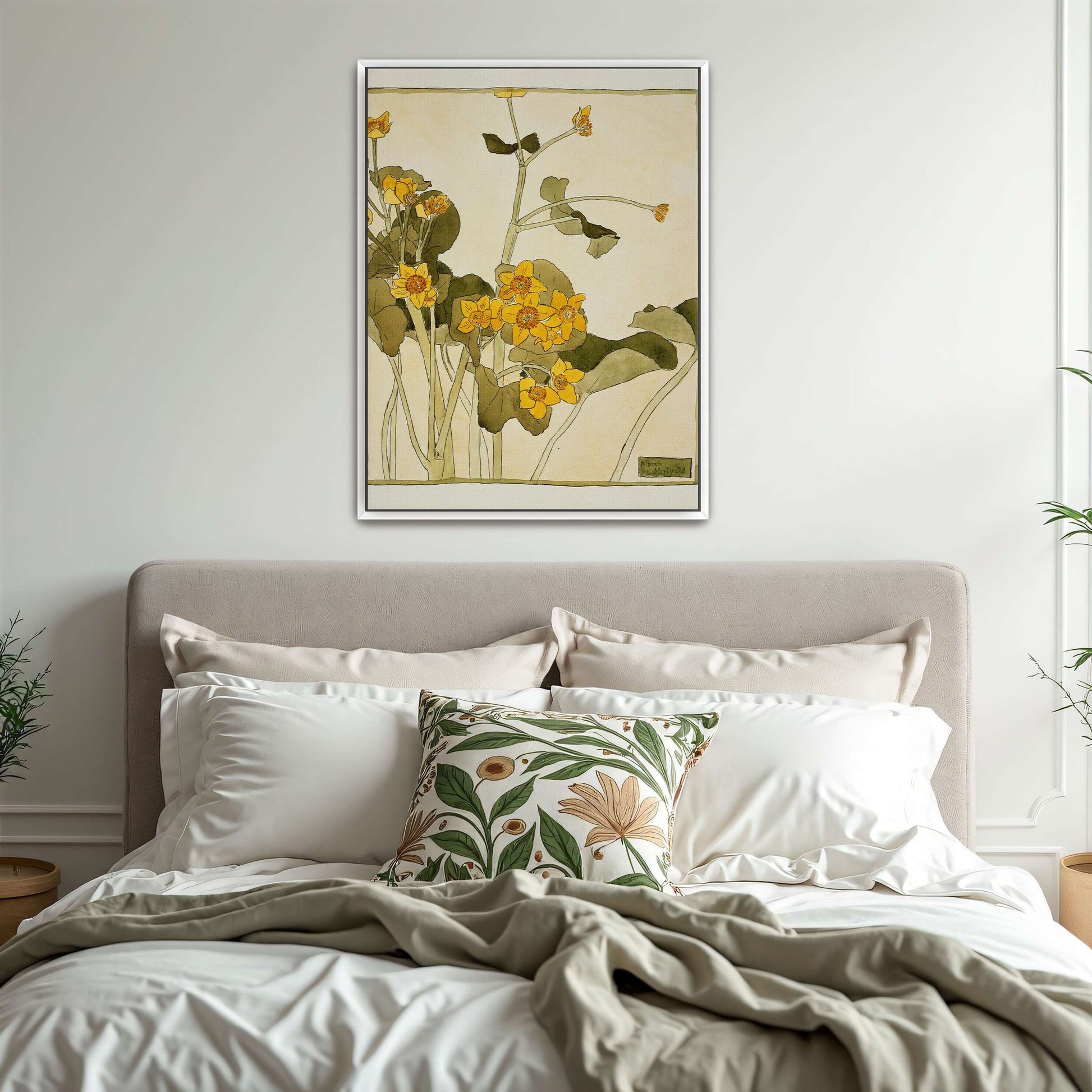 Marsh marigold botanical art by Hannah Borger Overbeck