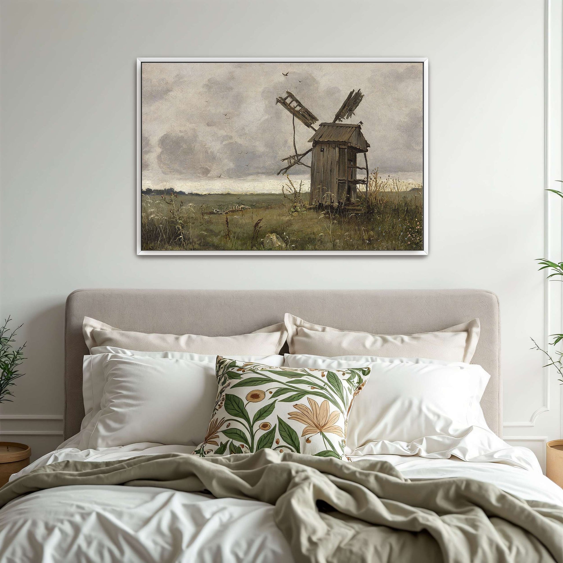 A dilapidated windmill in a field by Jan Stanislawski