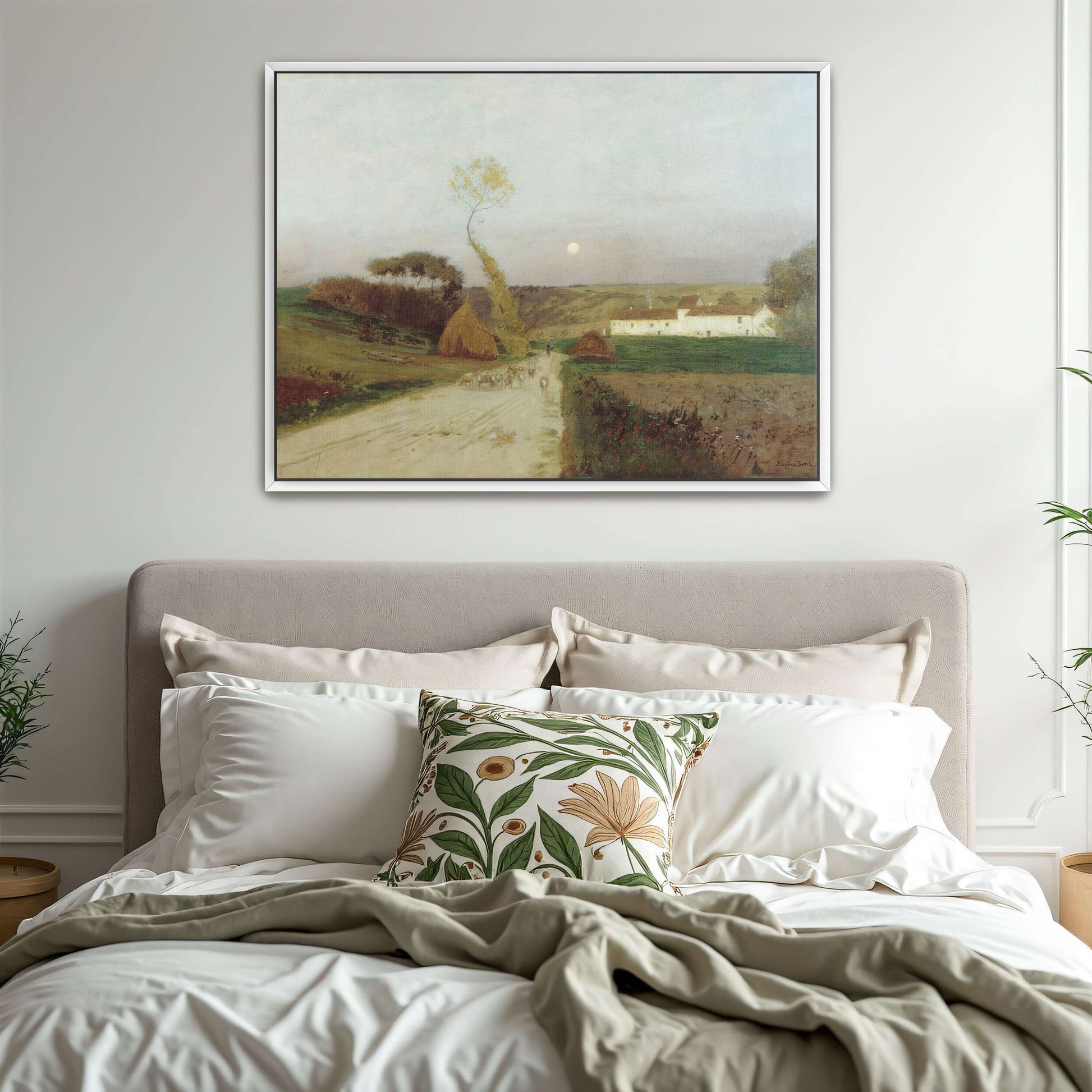 Countryside scene with moon and sheep by Eugen Jettel