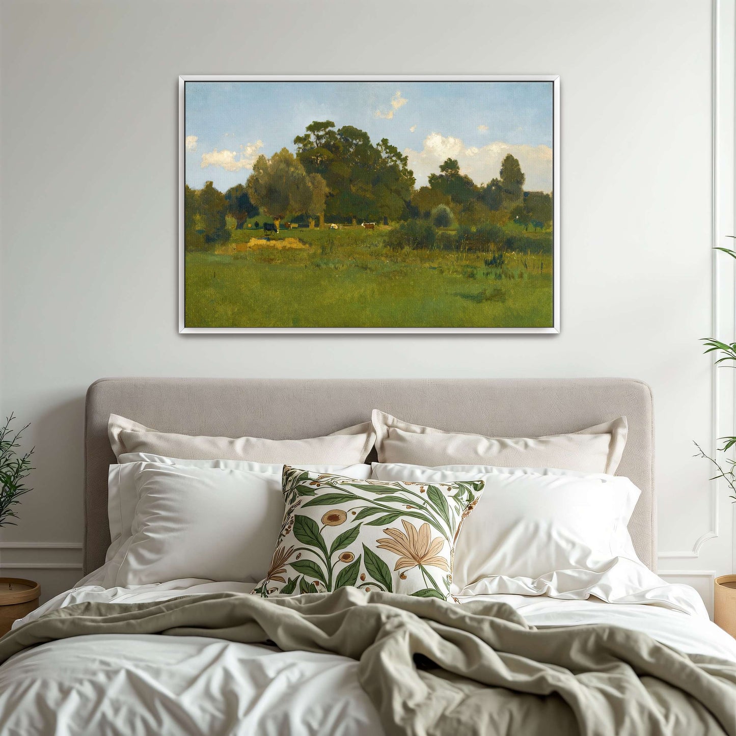 Pastoral Meadow With Cows Under Cloudy Sky By Eugen Jettel