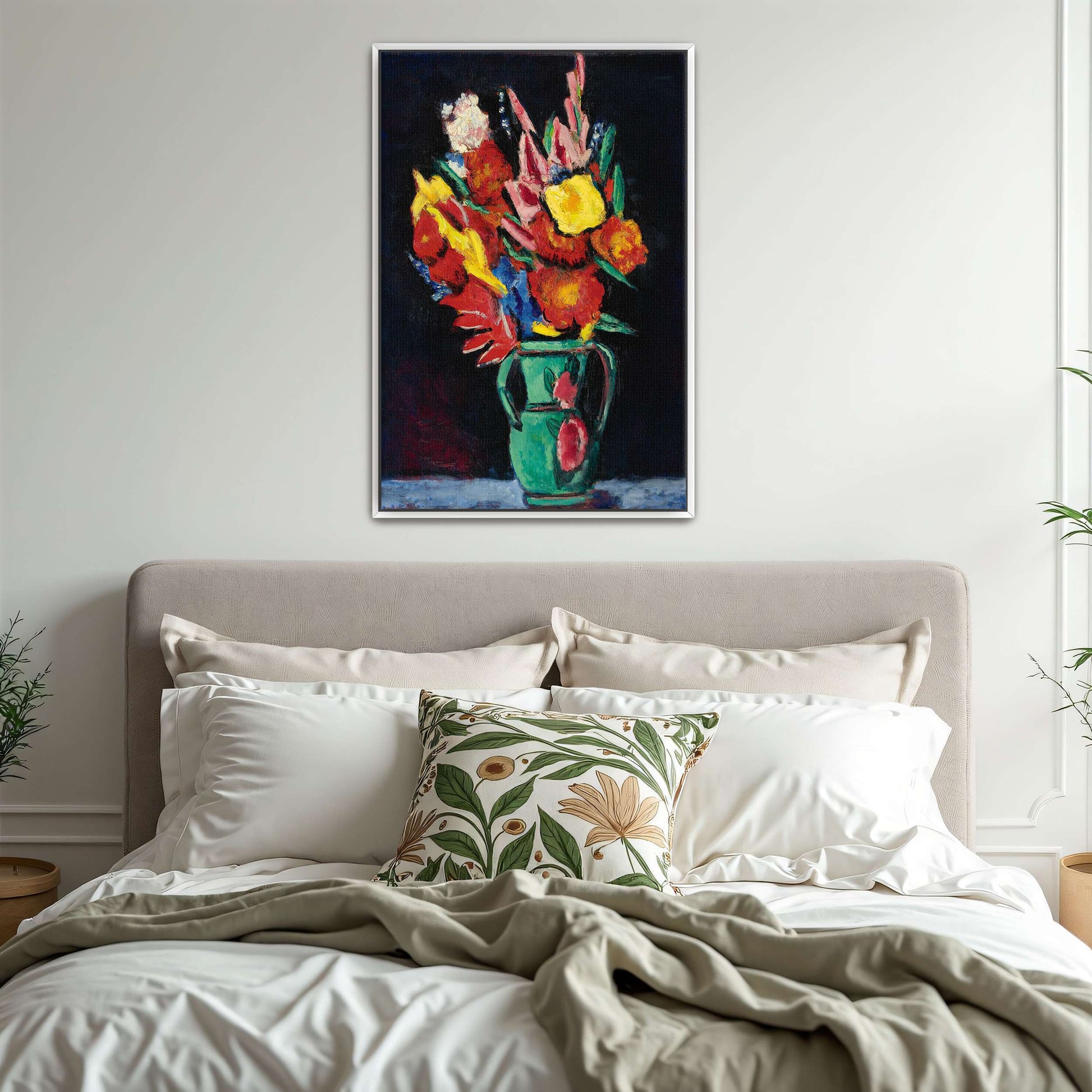 Vase of colorful flowers by Marsden Hartley