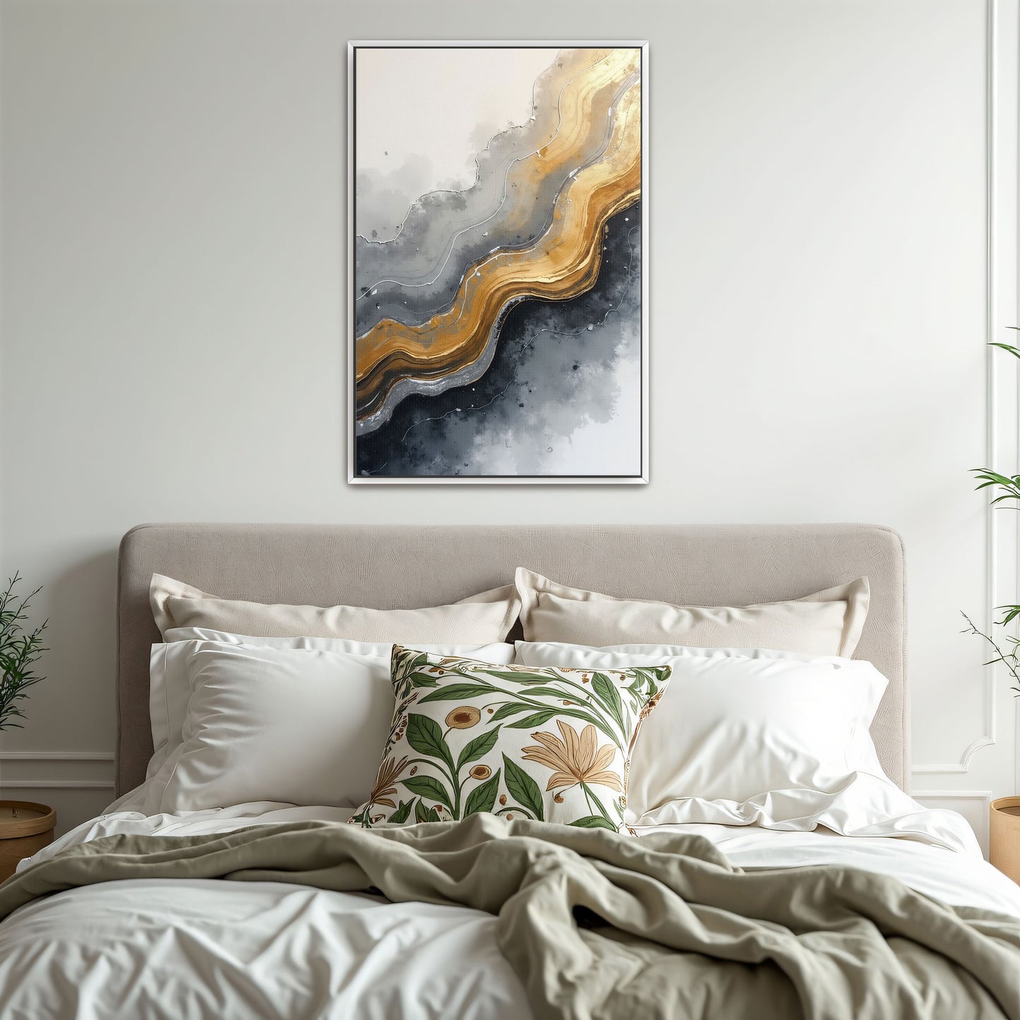 Abstract Gold And Grey Swirls By Yara Rabibzad