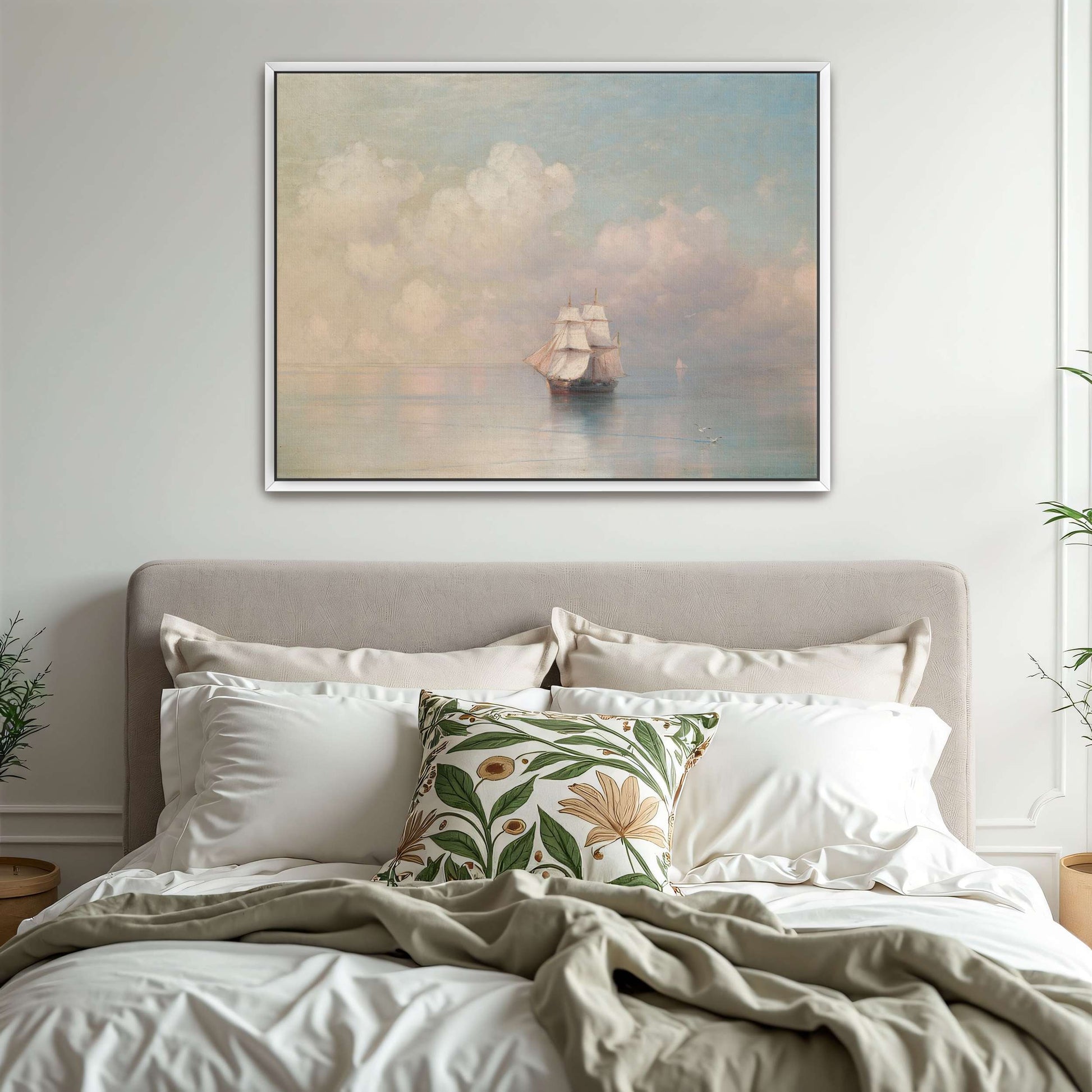 Sailboat on Calm Sea with Clouds by Ivan Konstantinovich Aivazovsky
