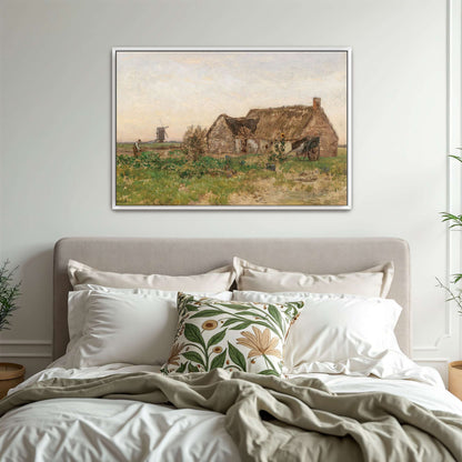 Rural scene with farmhouse, windmill by Eugen Jettel