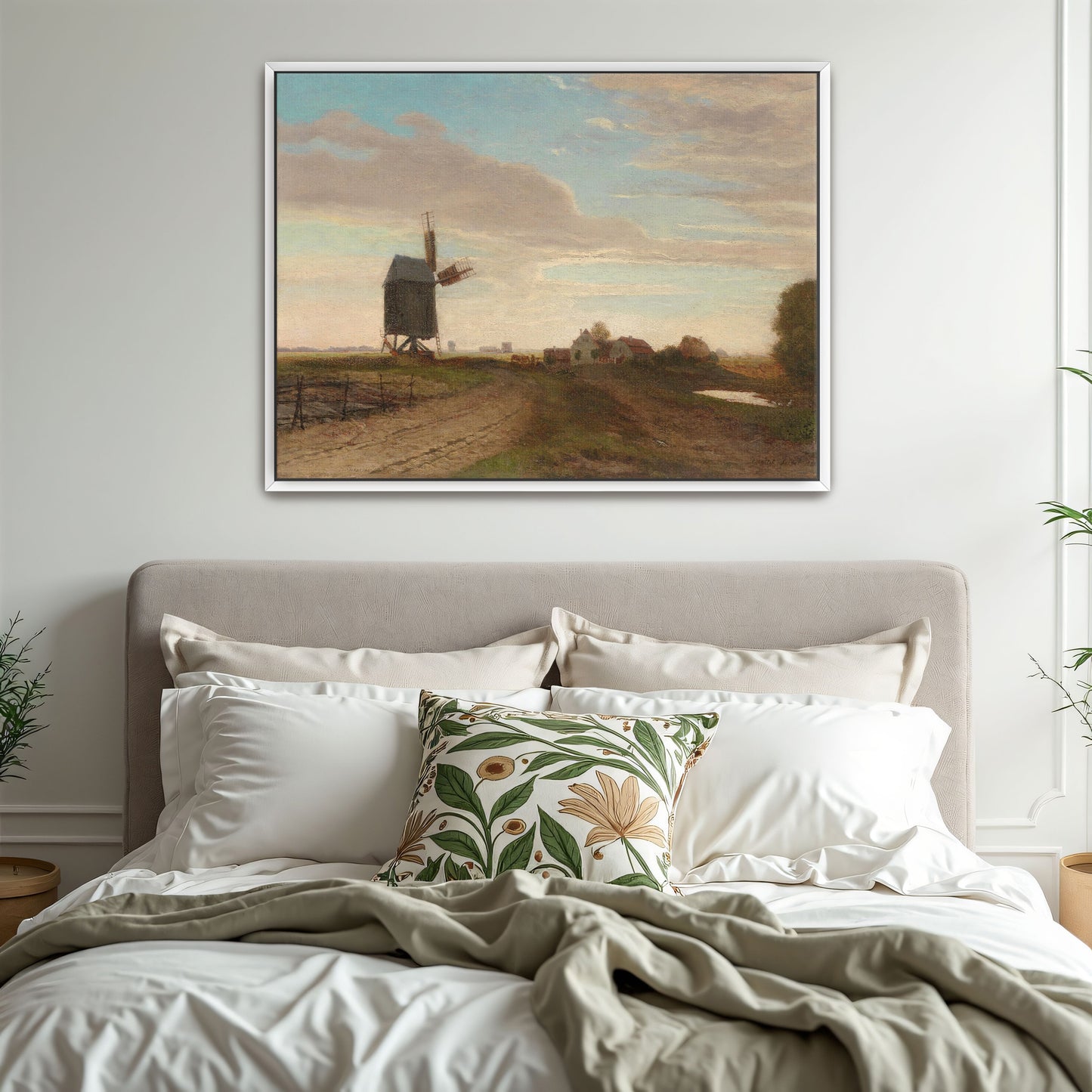 Windmill Landscape Rural Scene Sunset Sky By Eugen Jettel