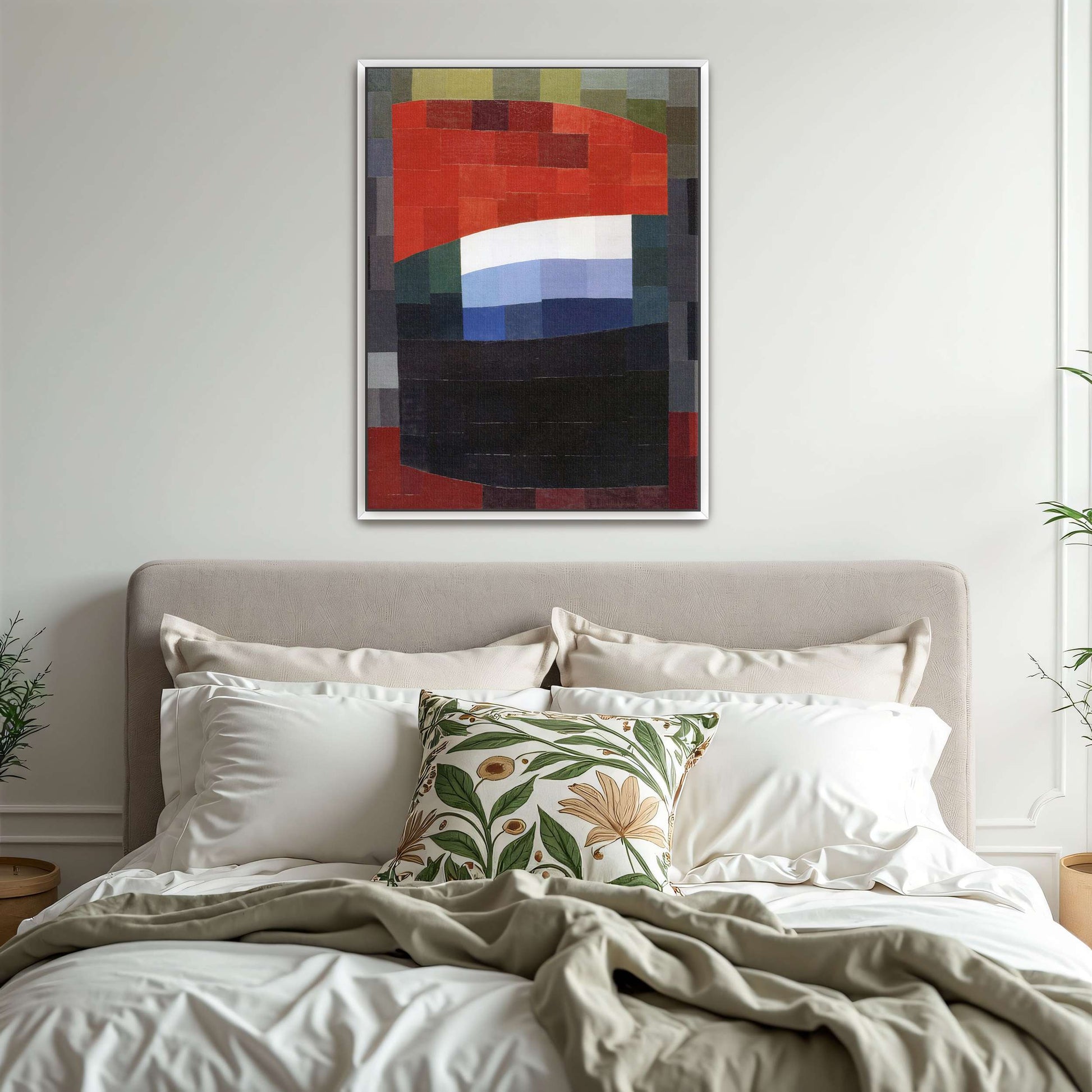 Abstract geometric art with red, white, and blue by Otto Freundlich