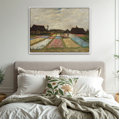 Colorful Flower Fields With Farmhouse By Vincent Van Gogh