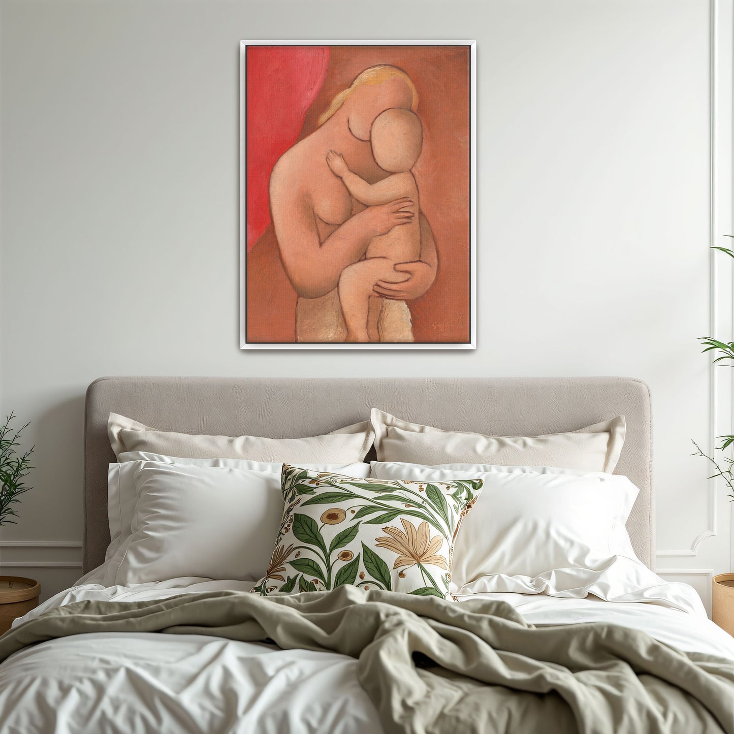 Mother And Child Embrace In Warm Hues By Mikuláš Galanda