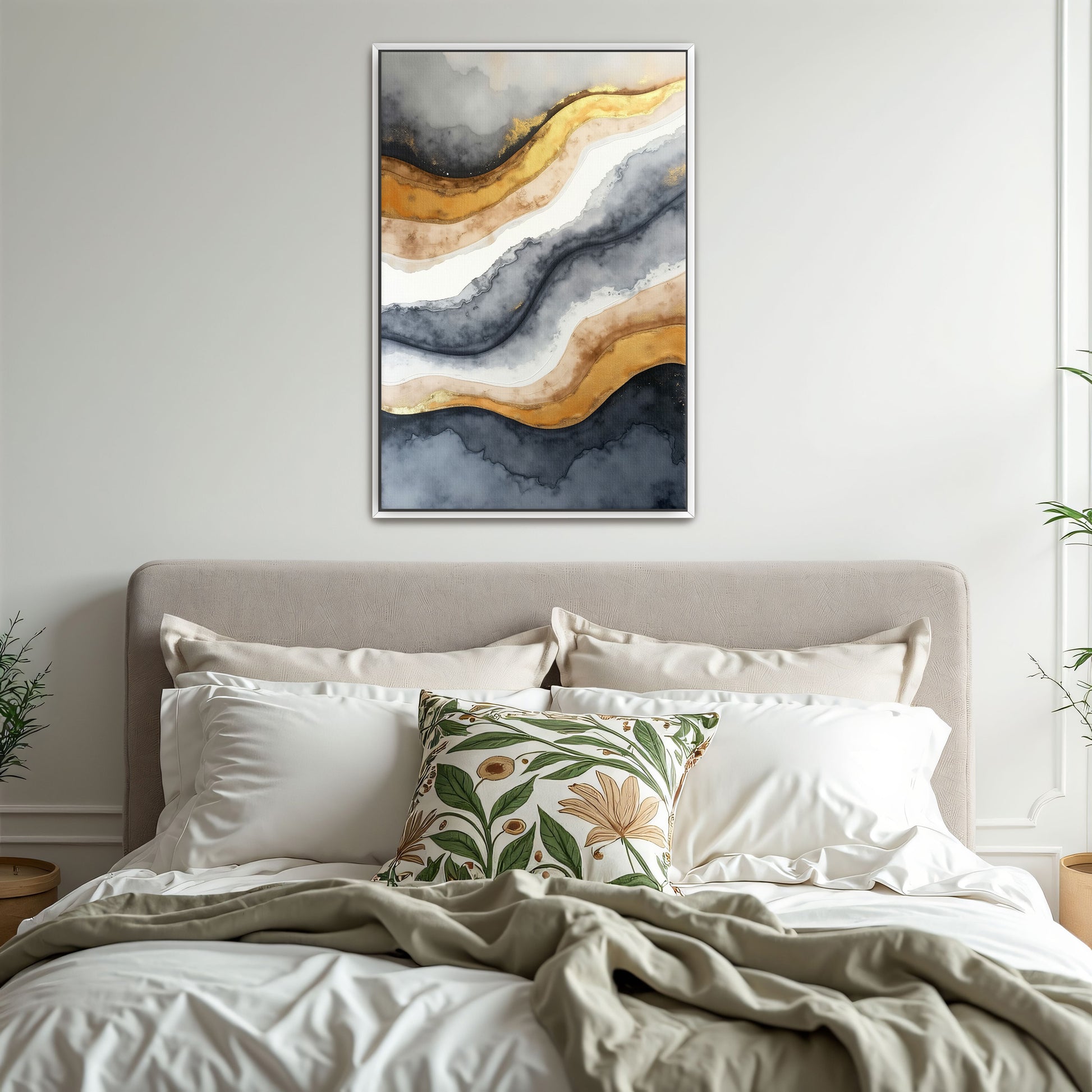 Abstract Gold And Grey Swirls By Yara Rabibzad