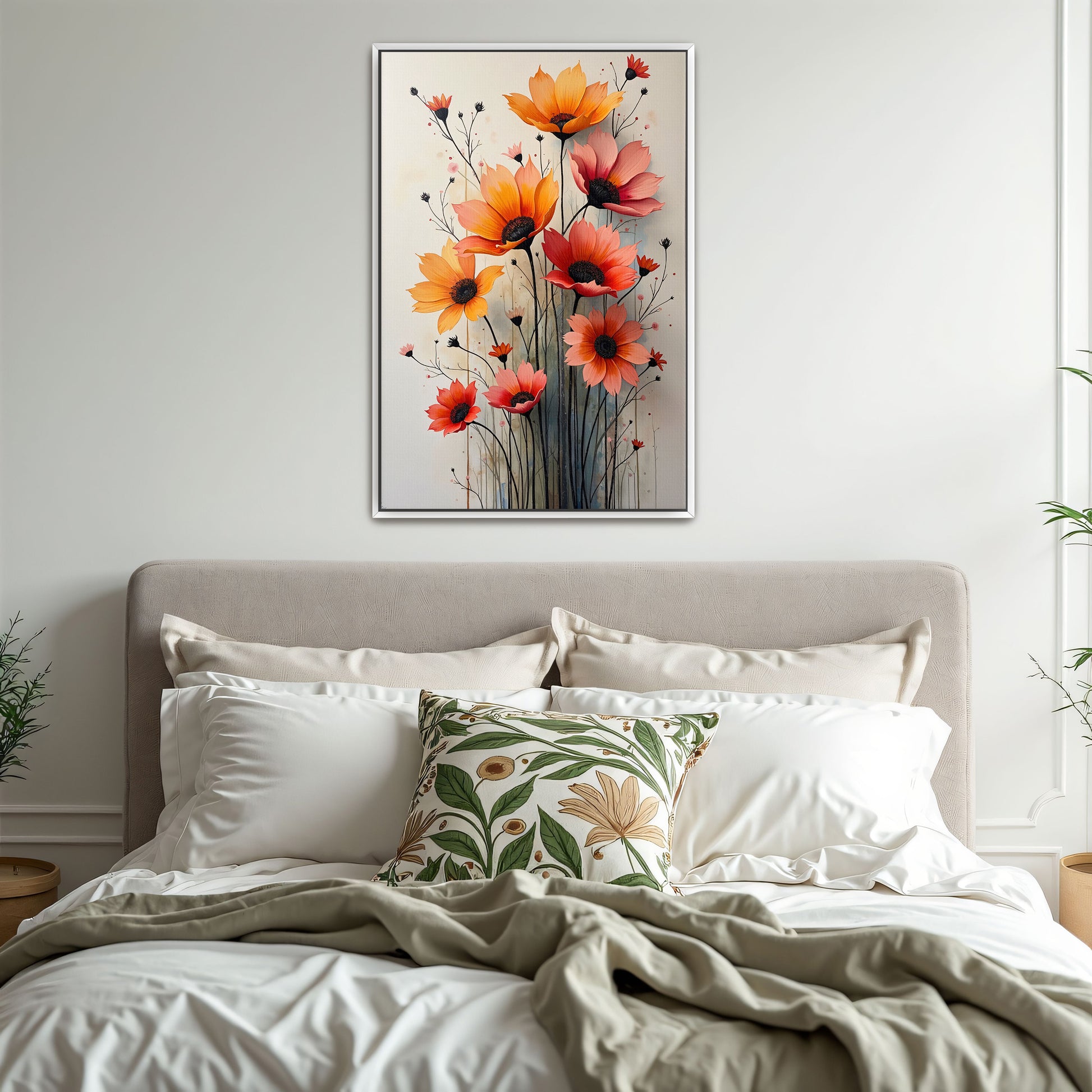 Orange And Pink Flower Bouquet Watercolor Painting By Yara Rabibzad